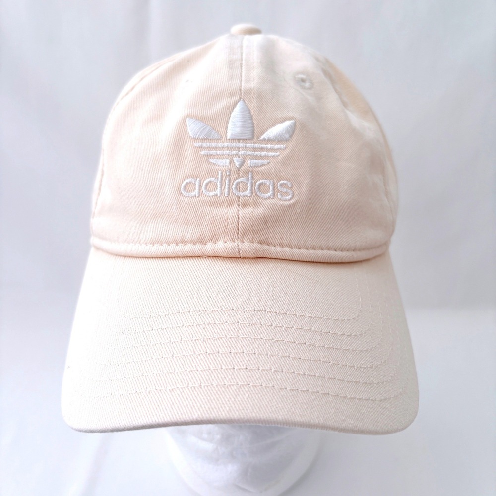 Adidas‎ Embroidered Trefoil Adjustable Strapback Womens Cream Baseball Cap Hat